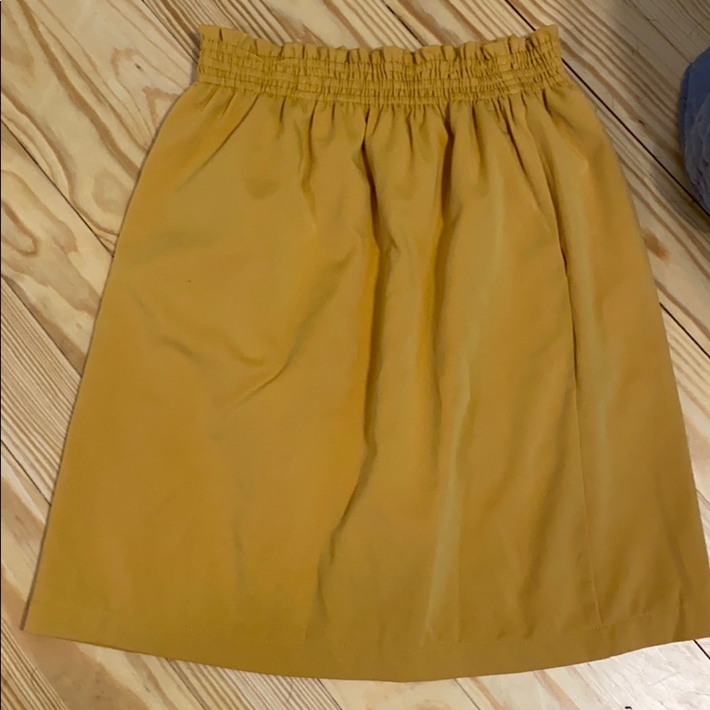 Mustard Smal Paperbag Waist Midi Skirt